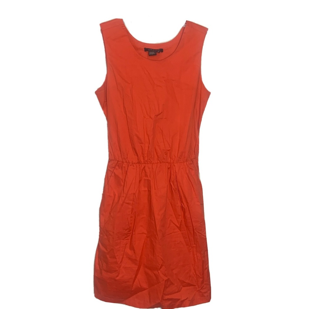 Hope & Honey Womens Coral Orange Sleeveless Bow Back Cotton Sheath Dress Size 8
